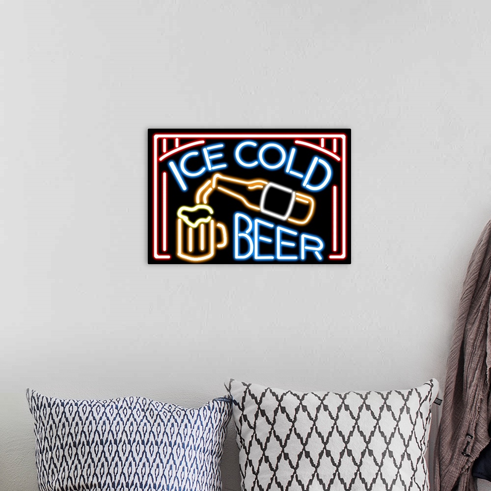 A bohemian room featuring Beer Neon Sign