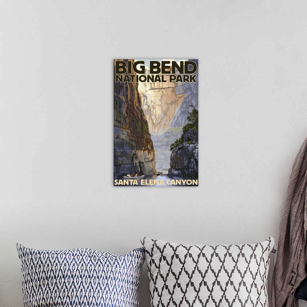 A bohemian room featuring Big Bend National Park, Texas - Santa Elena Canyon: Retro Travel Poster