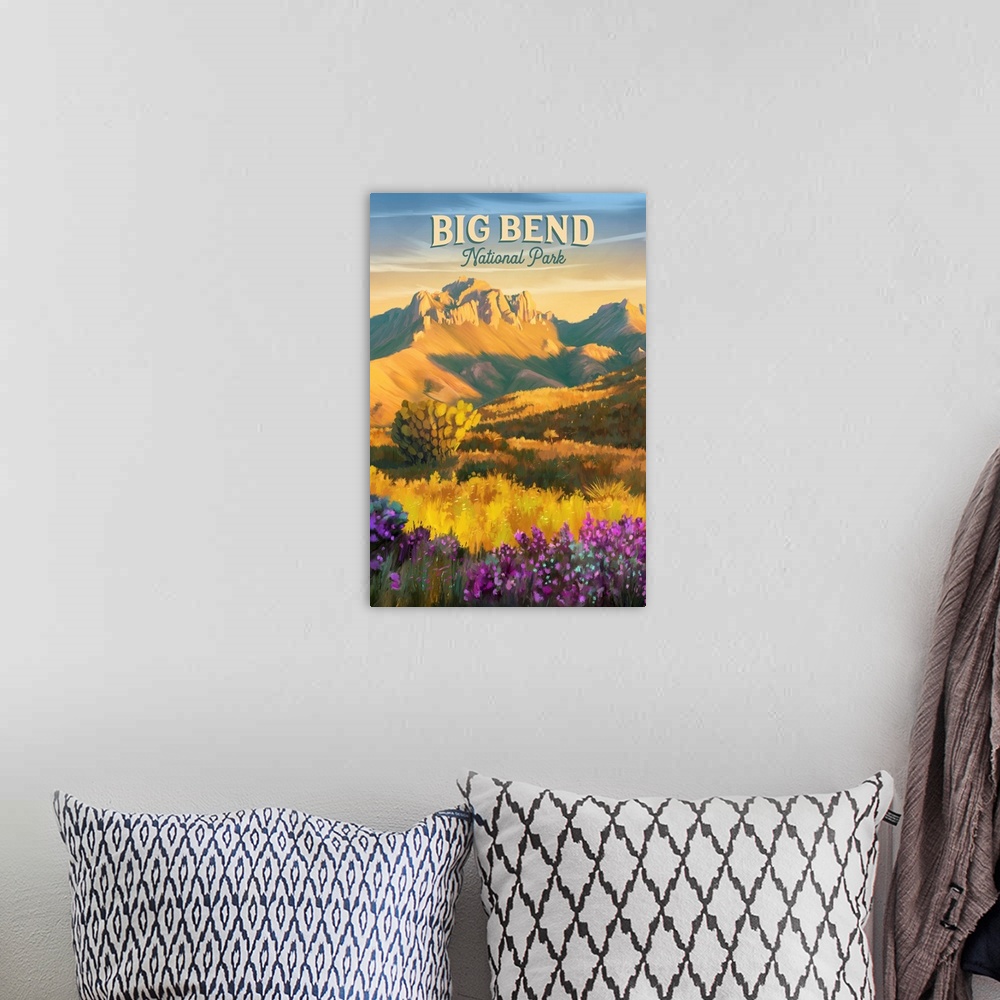 A bohemian room featuring Big Bend National Park, Wildflowers: Retro Travel Poster