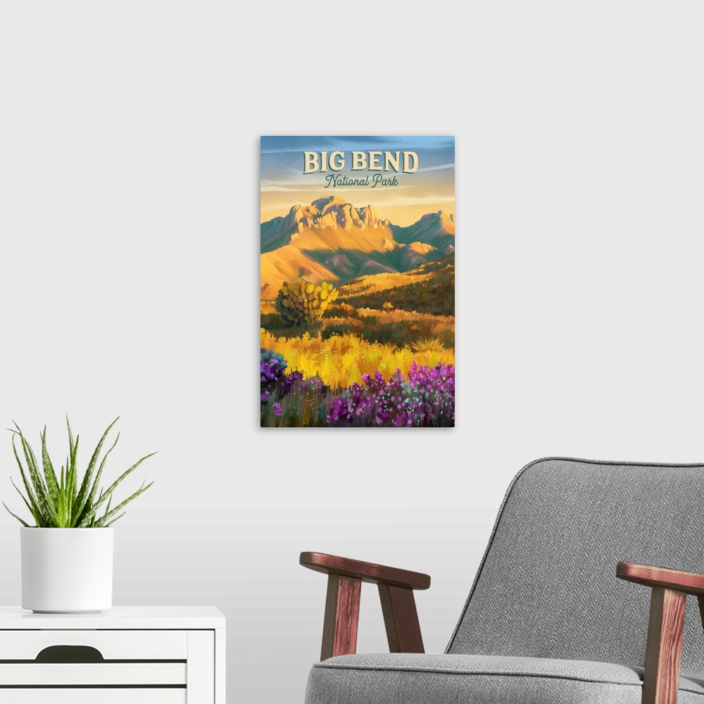 A modern room featuring Big Bend National Park, Wildflowers: Retro Travel Poster