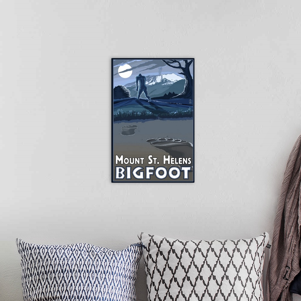 A bohemian room featuring Bigfoot, Mount St. Helens