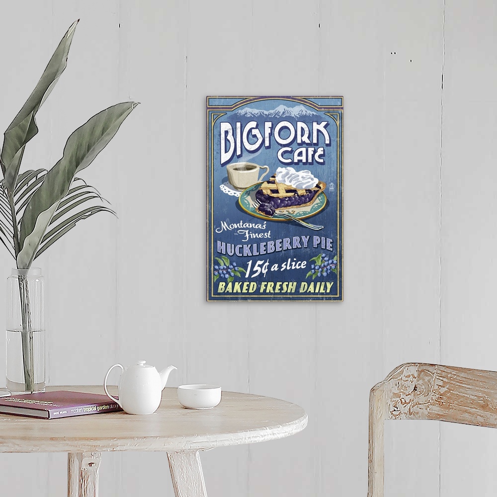 A farmhouse room featuring Bigfork, Montana, Huckleberry Pie Sign