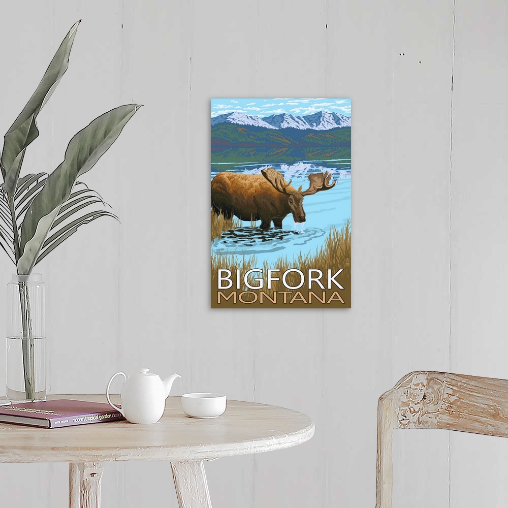 A farmhouse room featuring Bigfork, Montana, Moose and Lake