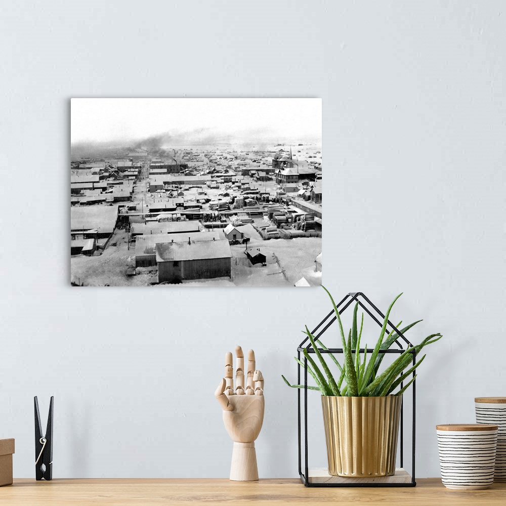 A bohemian room featuring Bird's eye view of Nome, Alaska with Snow