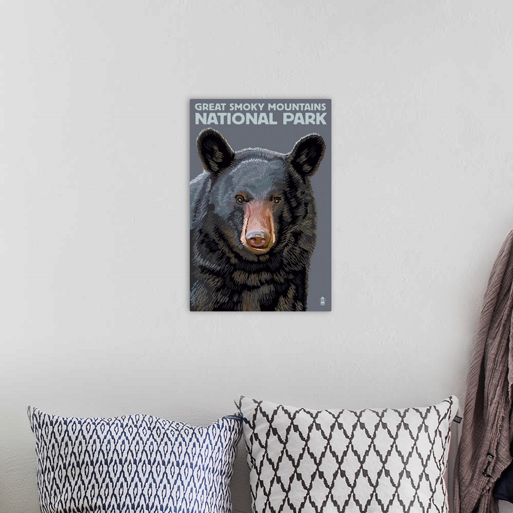 A bohemian room featuring Black Bear Up Close - Great Smoky Mountains National Park, TN: Retro Travel Poster