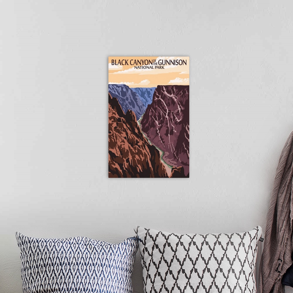 A bohemian room featuring Black Canyon of the Gunnison National Park, Colorado: Retro Travel Poster