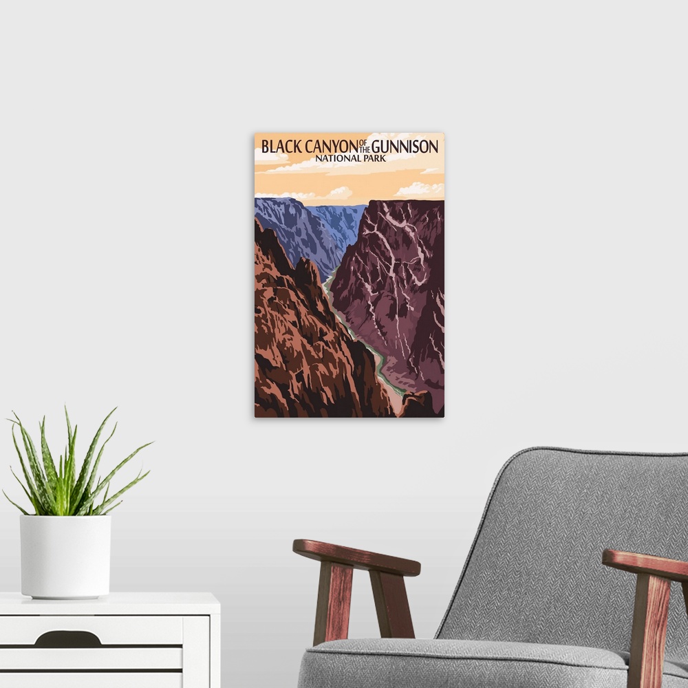 A modern room featuring Black Canyon of the Gunnison National Park, Colorado: Retro Travel Poster