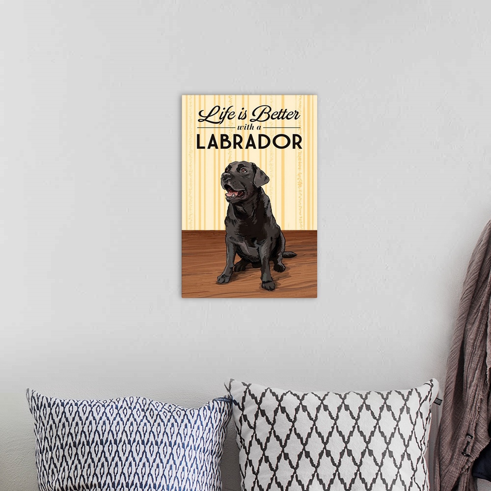 A bohemian room featuring Black Lab, Life is Better