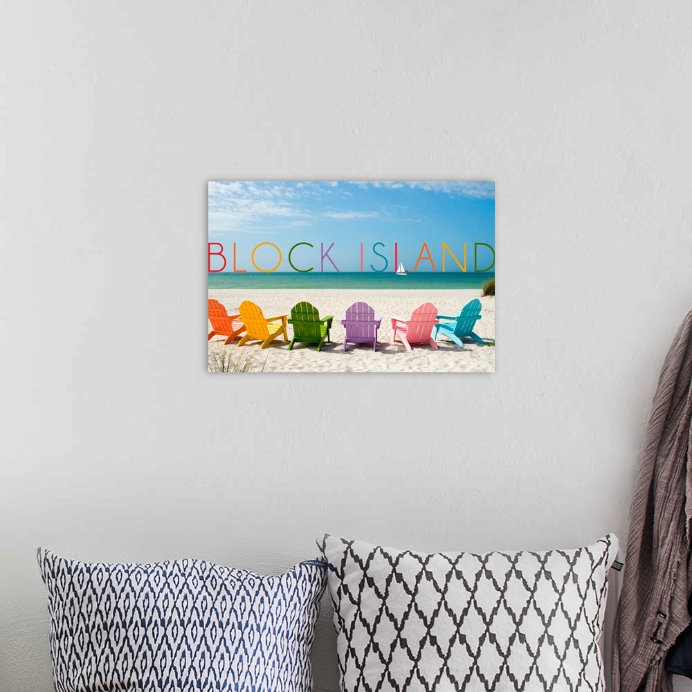 A bohemian room featuring Block Island, Rhode Island, Colorful Beach Chairs