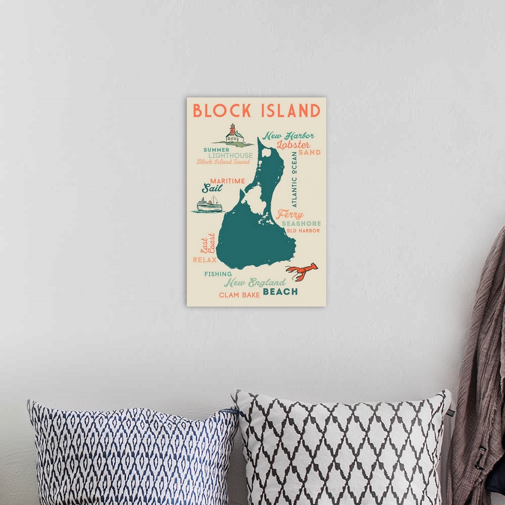 A bohemian room featuring Block Island, Rhode Island, Typography and Icons