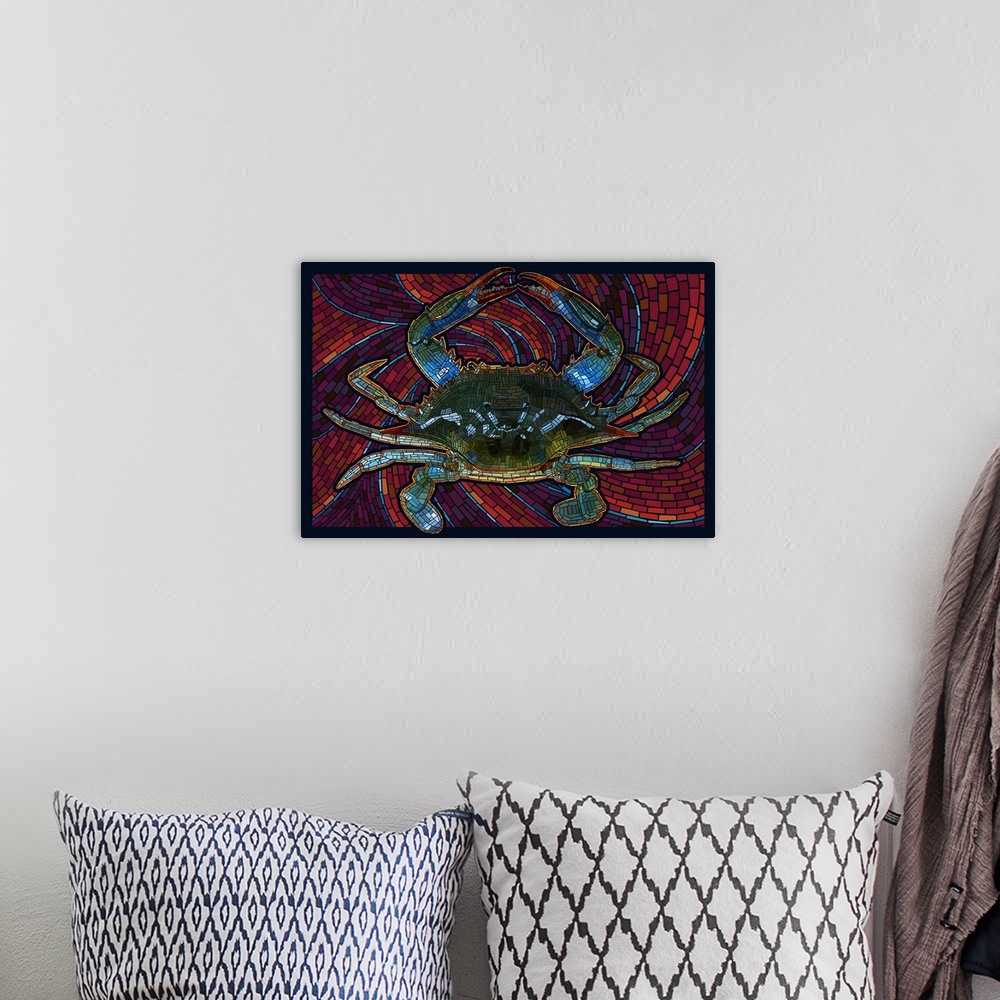 A bohemian room featuring Blue Crab - Paper Mosaic