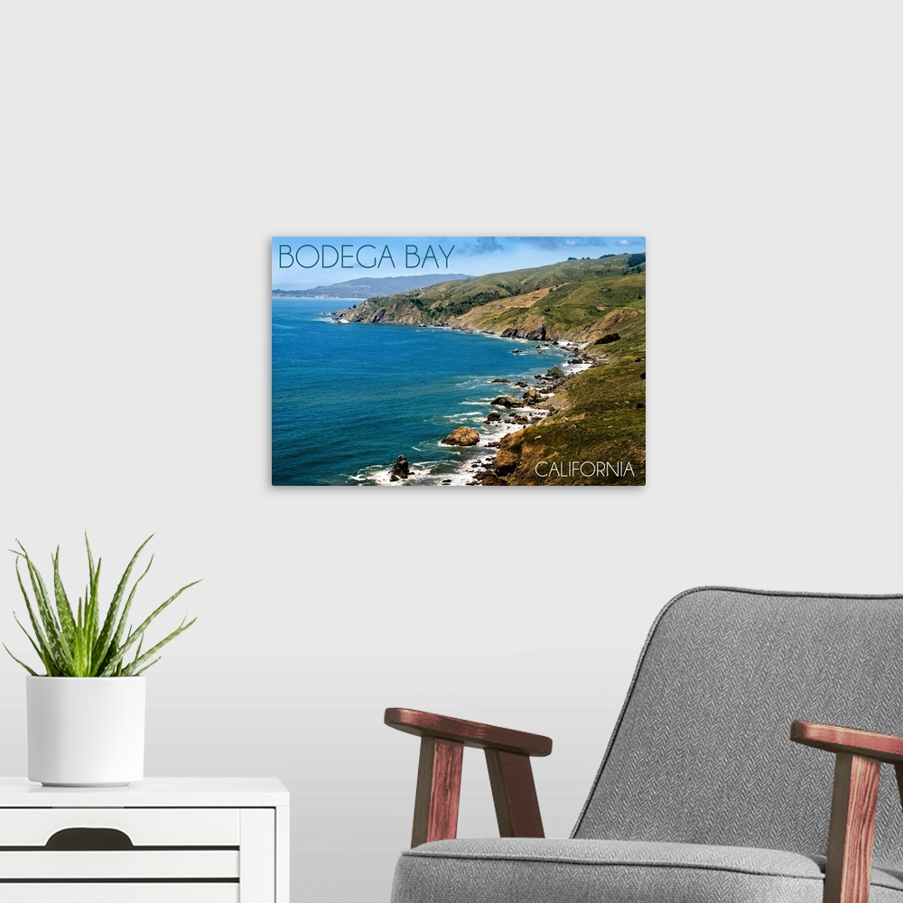 A modern room featuring Bodega Bay, California, Ocean and Rocky Coastline