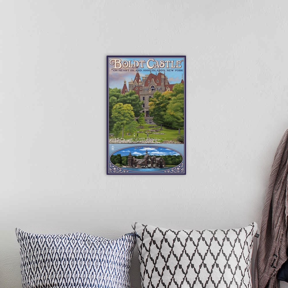 A bohemian room featuring Boldt Castle - Thousand Islands, NY: Retro Travel Poster