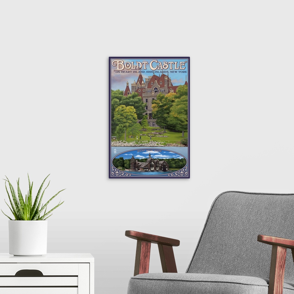 A modern room featuring Boldt Castle - Thousand Islands, NY: Retro Travel Poster