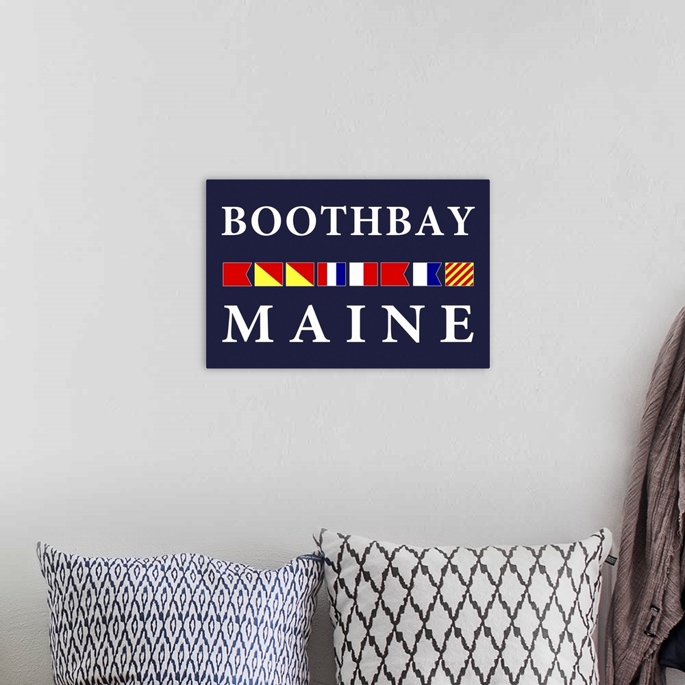 A bohemian room featuring Boothbay, Maine - Nautical Flags Poster