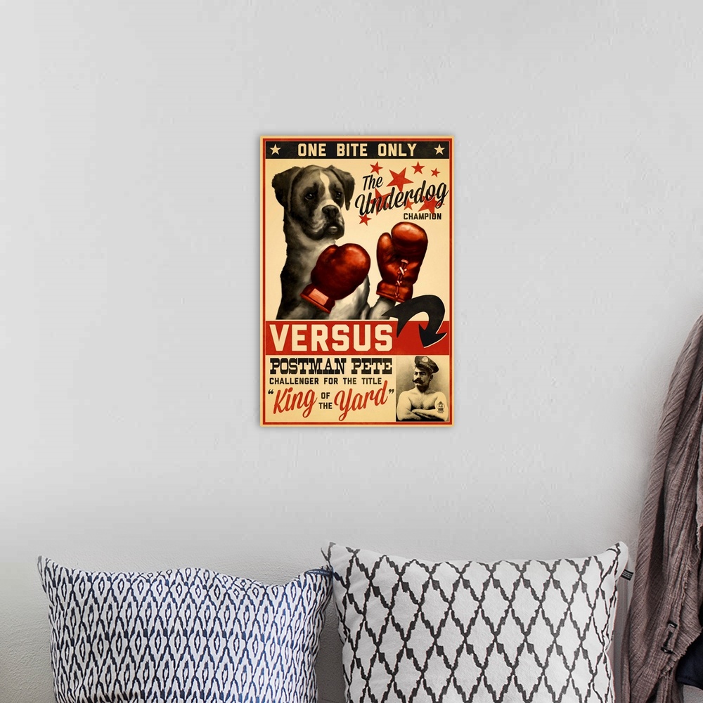 A bohemian room featuring Boxer, Retro Boxing Ad