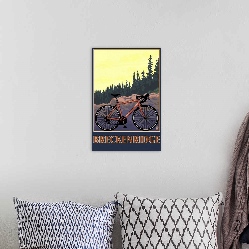 A bohemian room featuring Breckenridge, Colorado - Mountain Bike: Retro Travel Poster