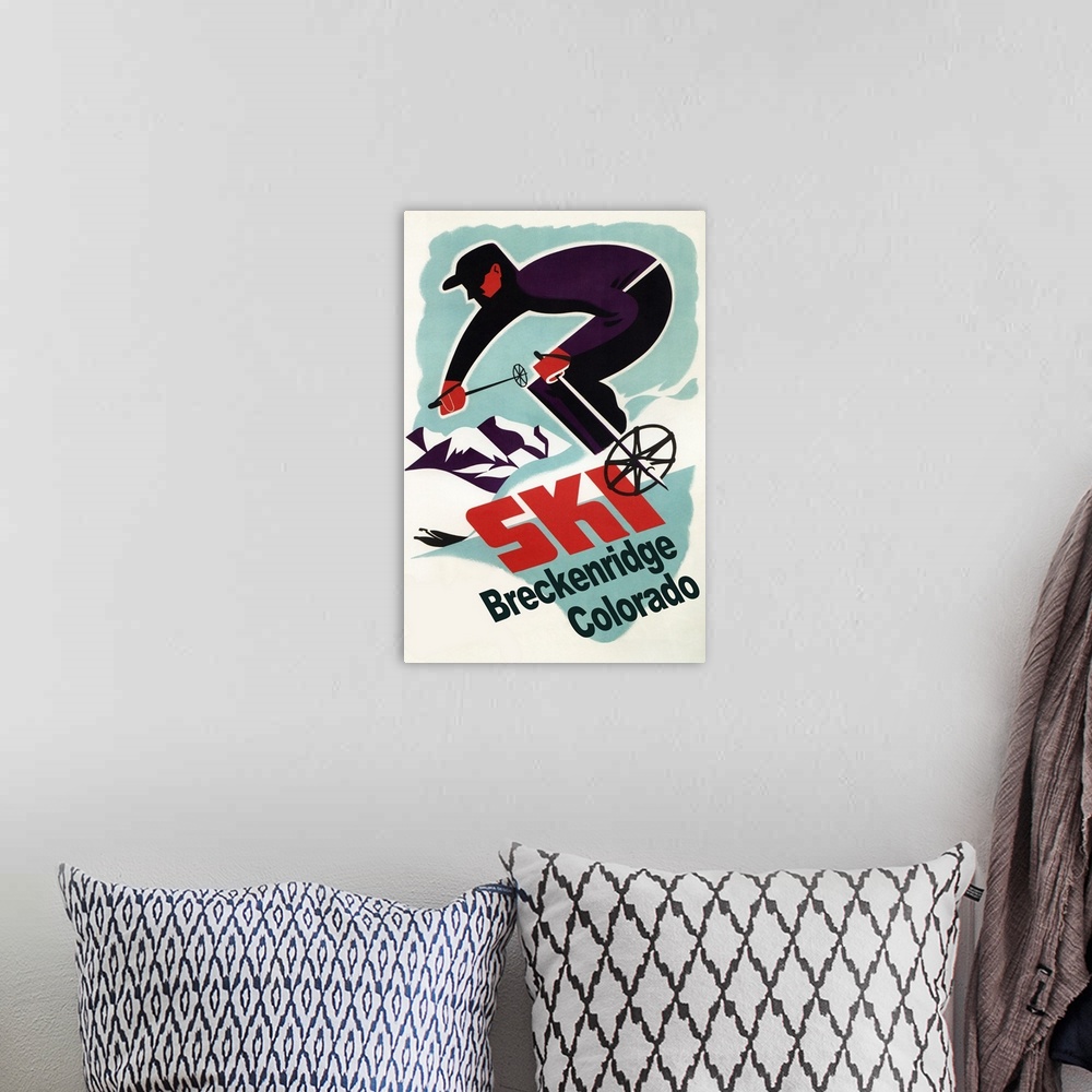 A bohemian room featuring Breckenridge, Colorado - Retro Skier: Retro Travel Poster