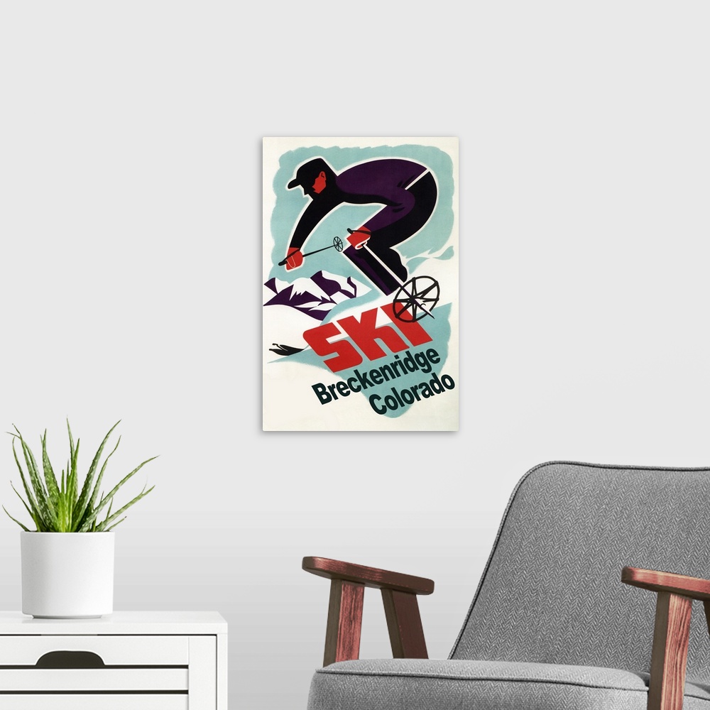 A modern room featuring Breckenridge, Colorado - Retro Skier: Retro Travel Poster