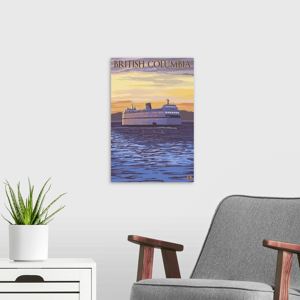 A modern room featuring British Columbia, Canada - BC Ferries: Retro Travel Poster