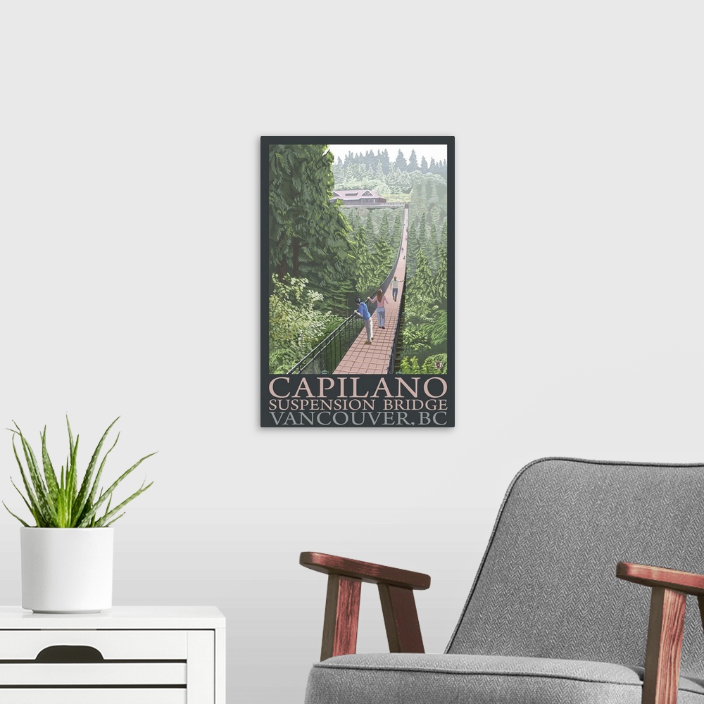 A modern room featuring British Columbia, Canada - Capilano Suspension Bridge: Retro Travel Poster