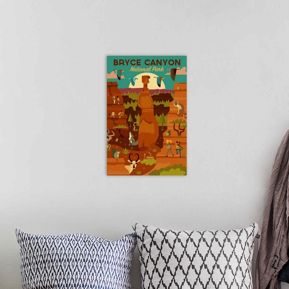 A bohemian room featuring Bryce Canyon National Park, Adventure: Graphic Travel Poster