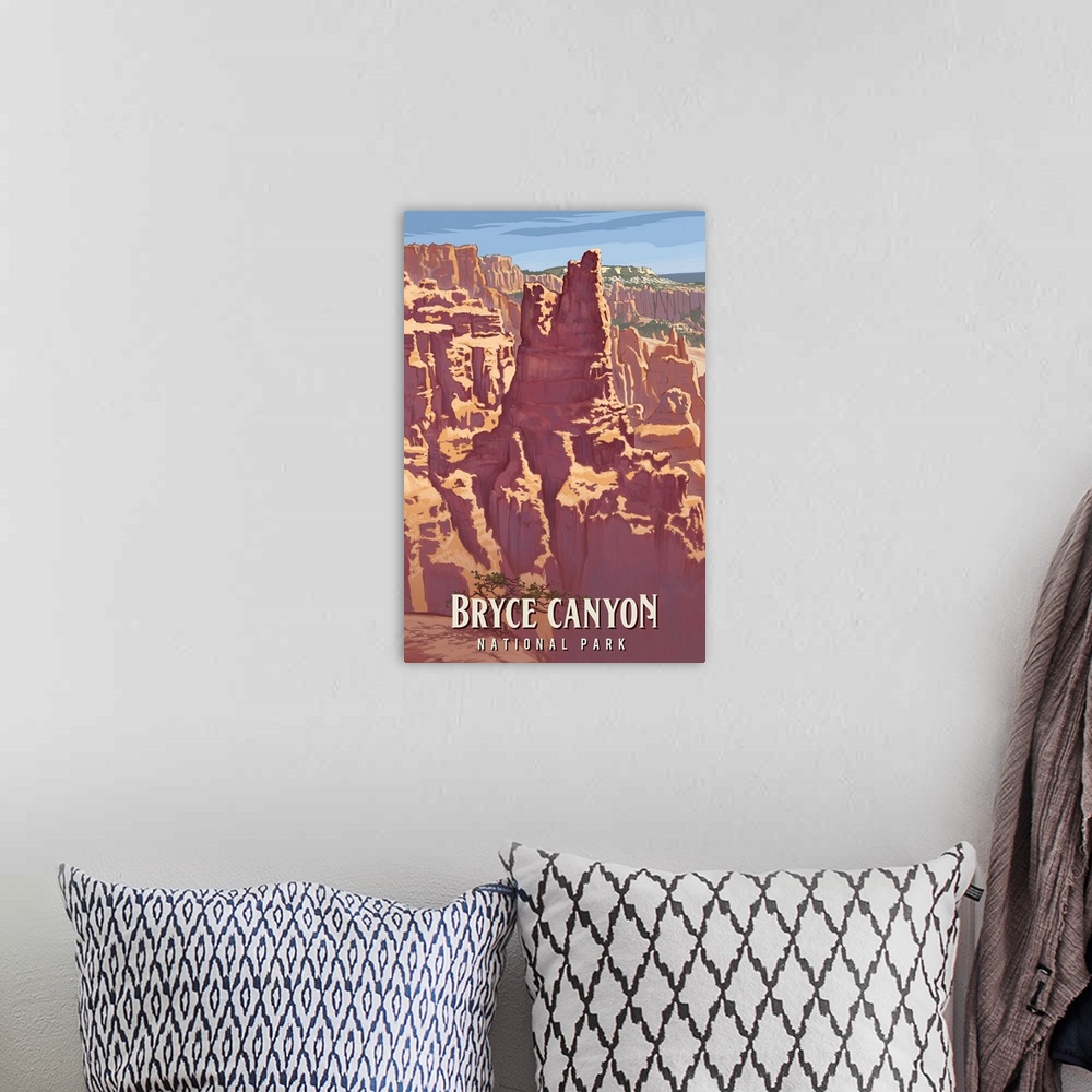 A bohemian room featuring Bryce Canyon National Park, Canyon View: Retro Travel Poster