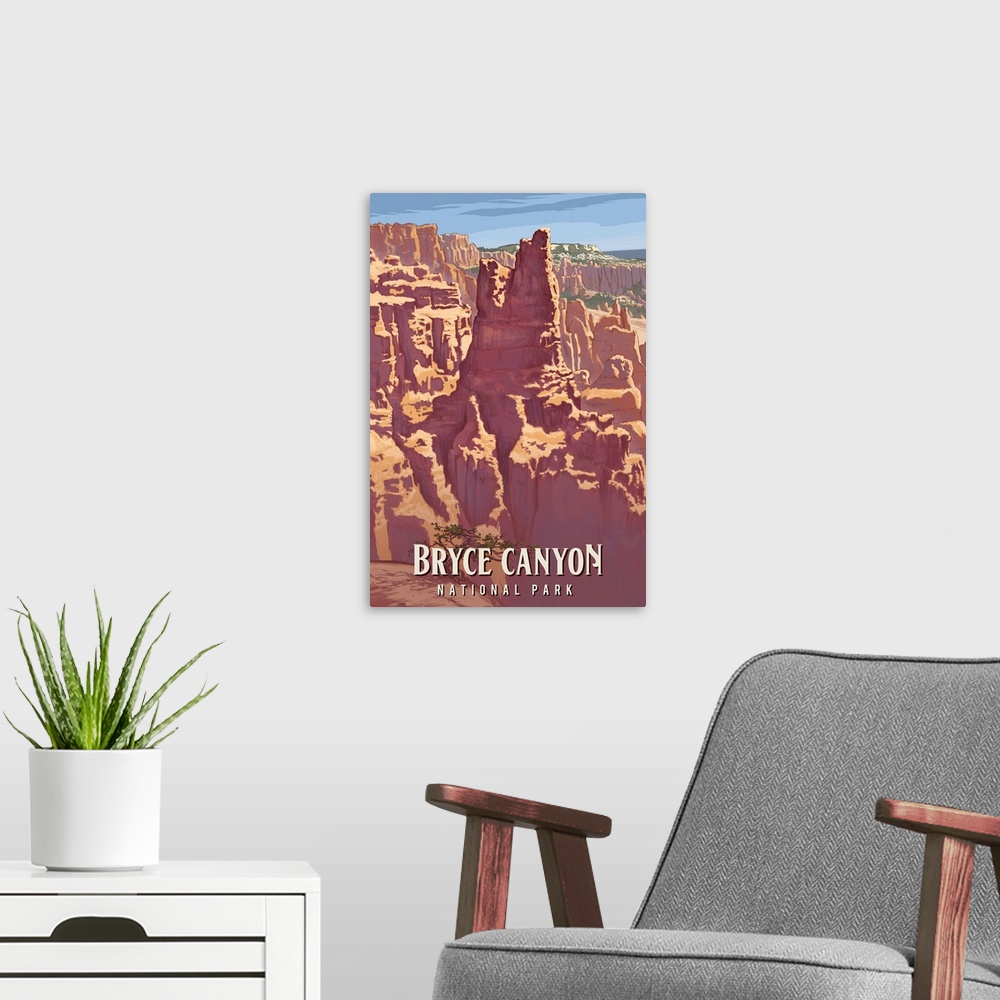 A modern room featuring Bryce Canyon National Park, Canyon View: Retro Travel Poster