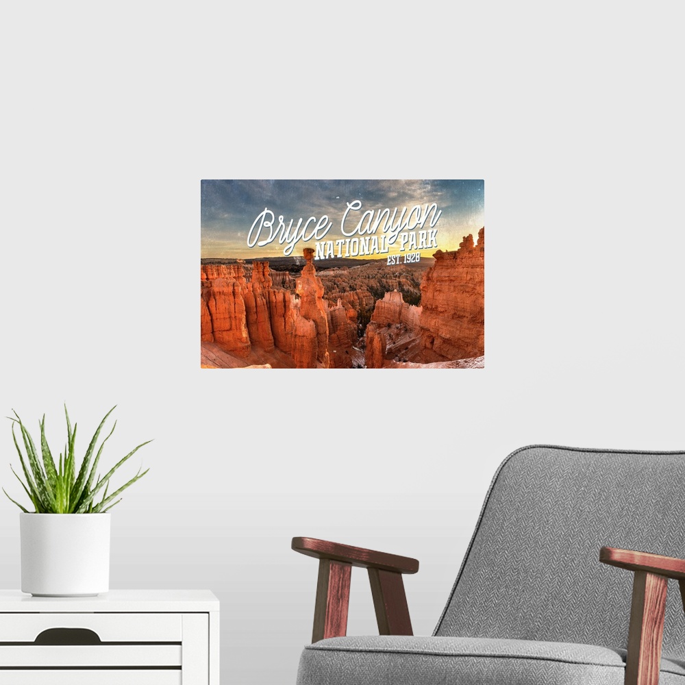 A modern room featuring Bryce Canyon National Park, Utah, Script Thors Hammer