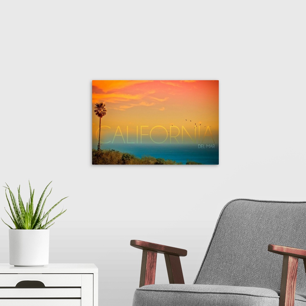 A modern room featuring California Del Mar, Sunset and Birds