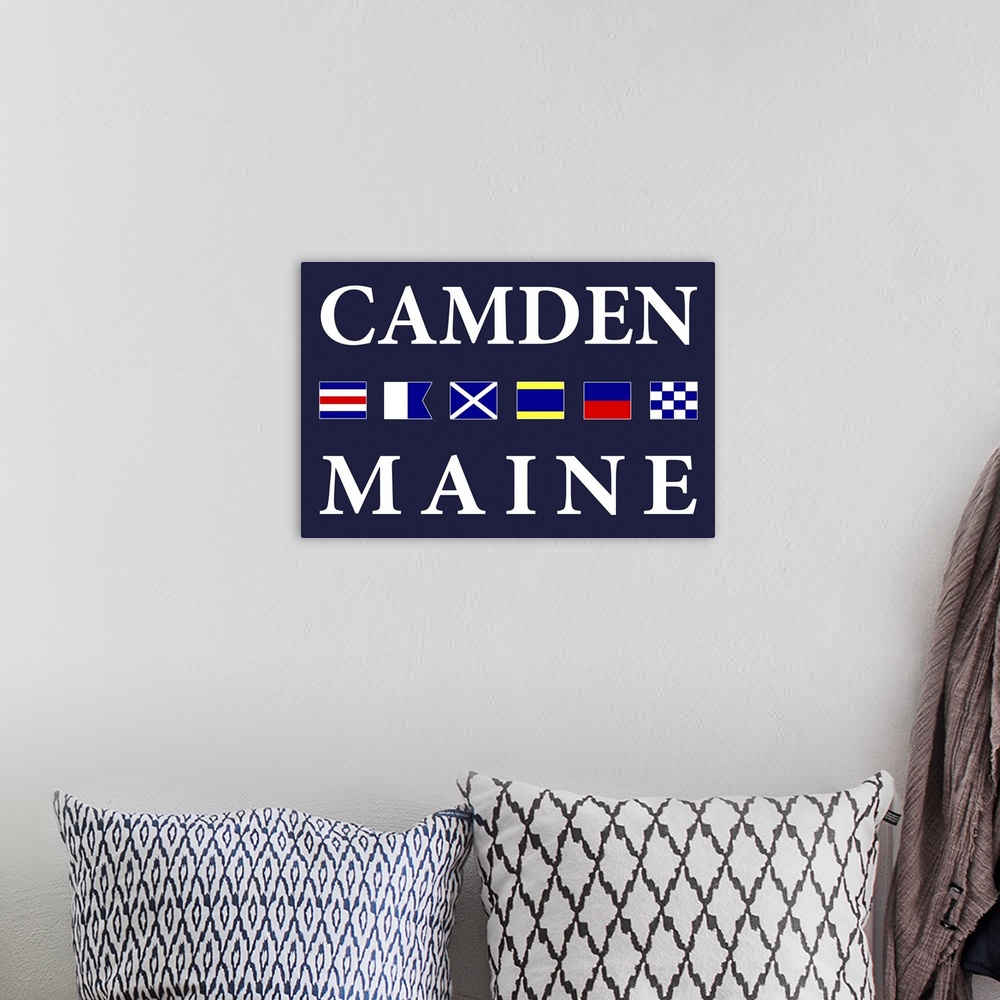 A bohemian room featuring Camden, Maine - Nautical Flags Poster