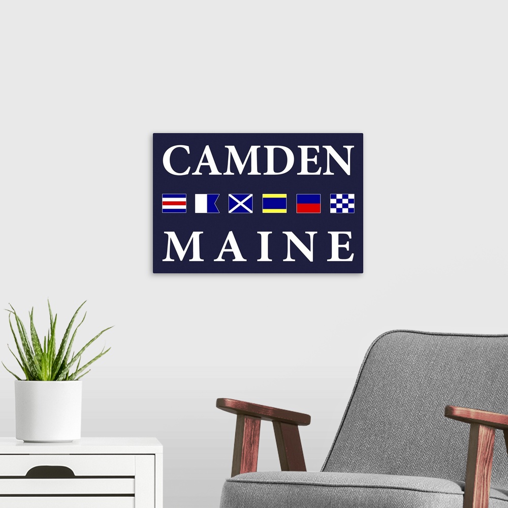 A modern room featuring Camden, Maine - Nautical Flags Poster