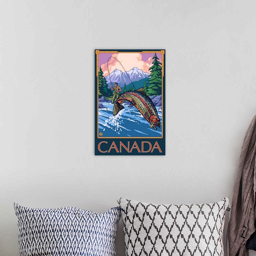A bohemian room featuring Canada - Angler: Retro Travel Poster