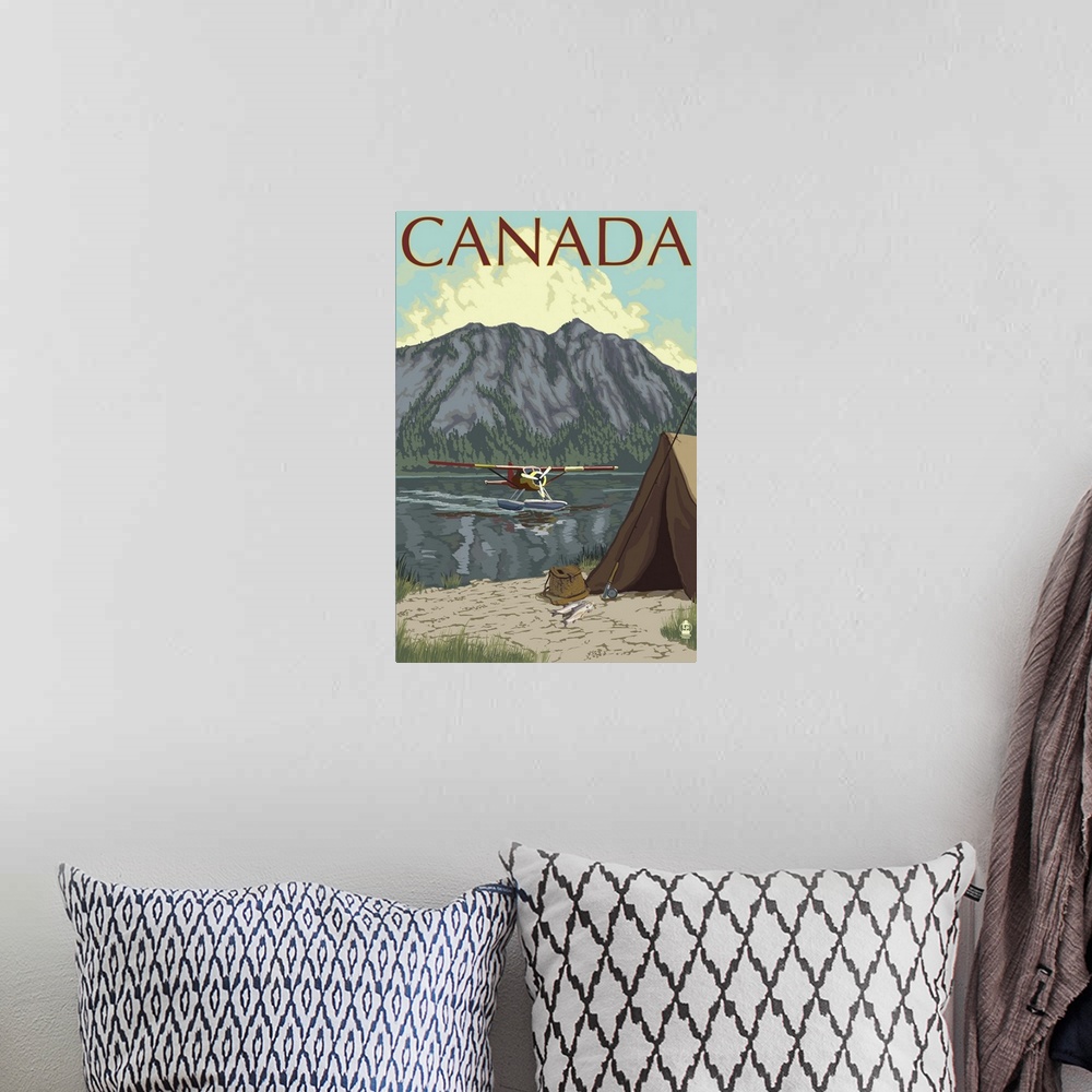 A bohemian room featuring Canada - Float Plane: Retro Travel Poster