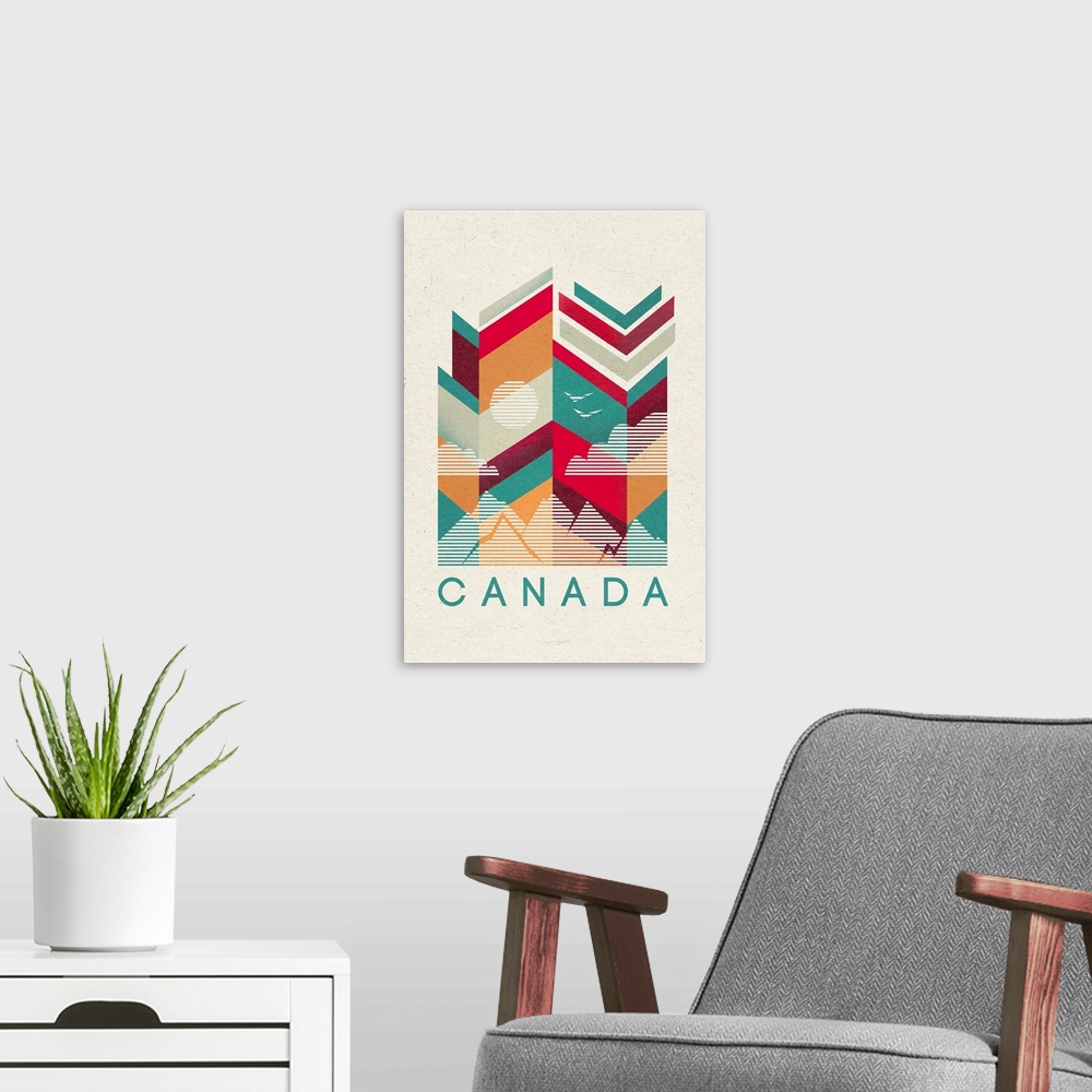 A modern room featuring Canada - Geometric Line Art