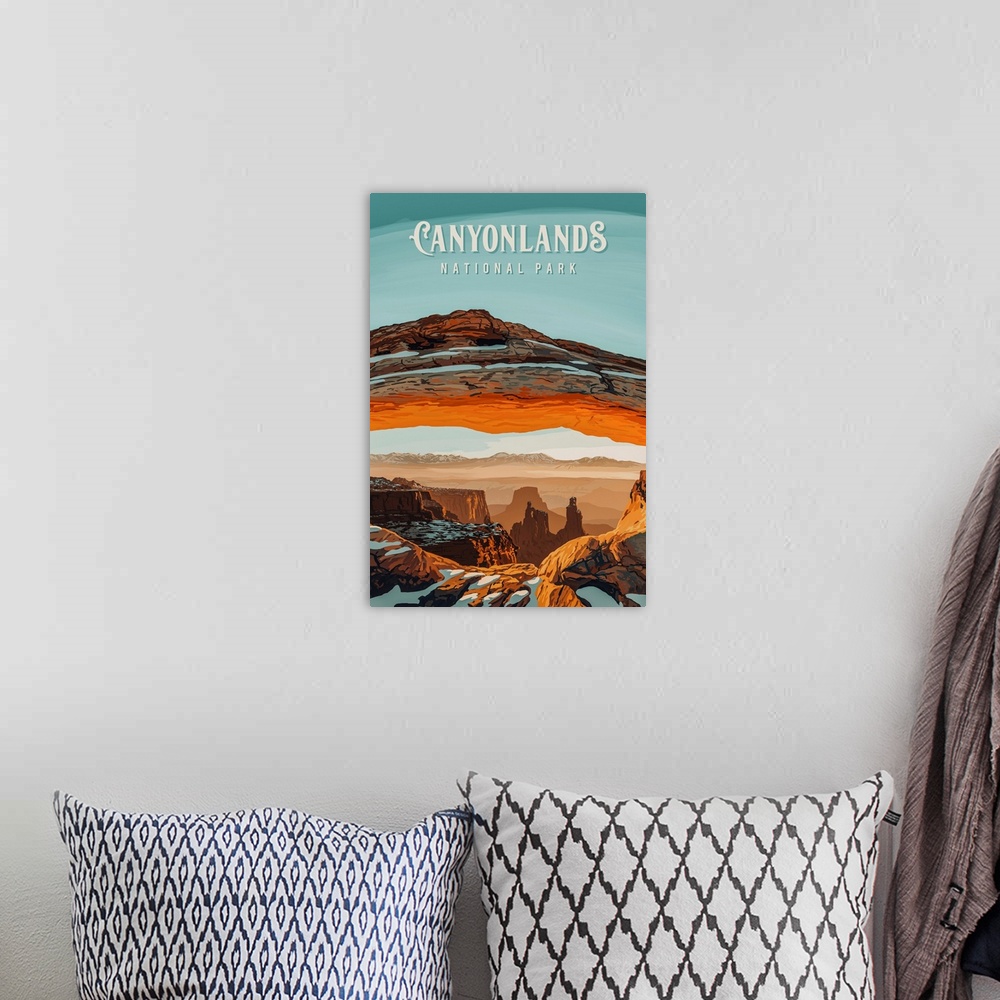 A bohemian room featuring Canyonlands National Park, Arch View: Retro Travel Poster