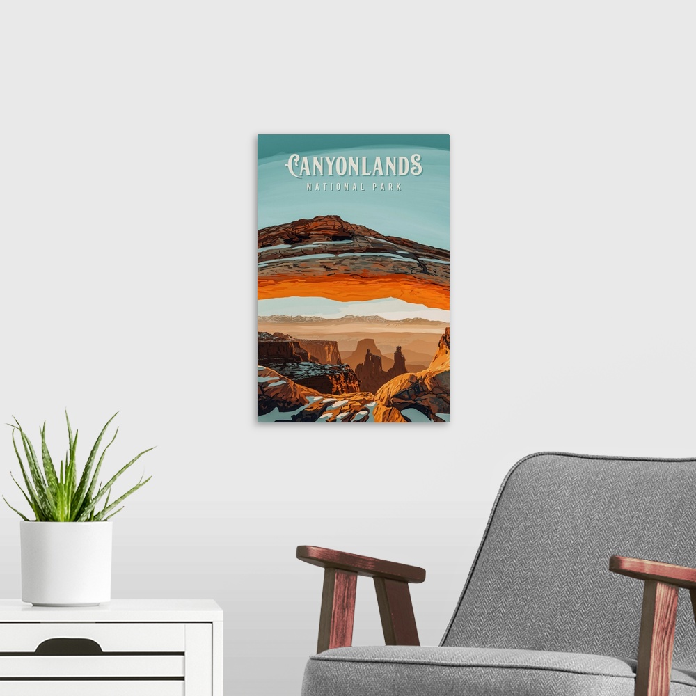 A modern room featuring Canyonlands National Park, Arch View: Retro Travel Poster