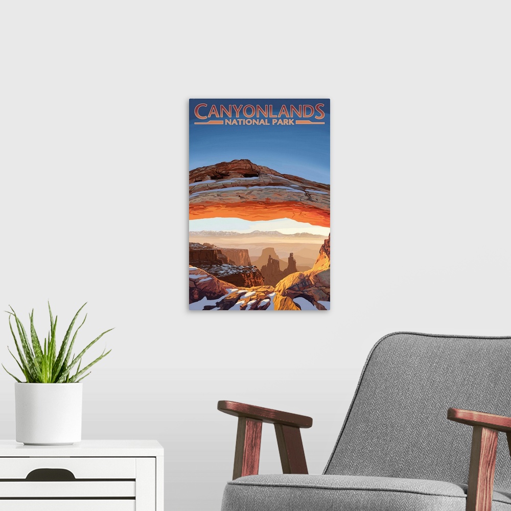 A modern room featuring Canyonlands National Park, Utah - Arch: Retro Travel Poster