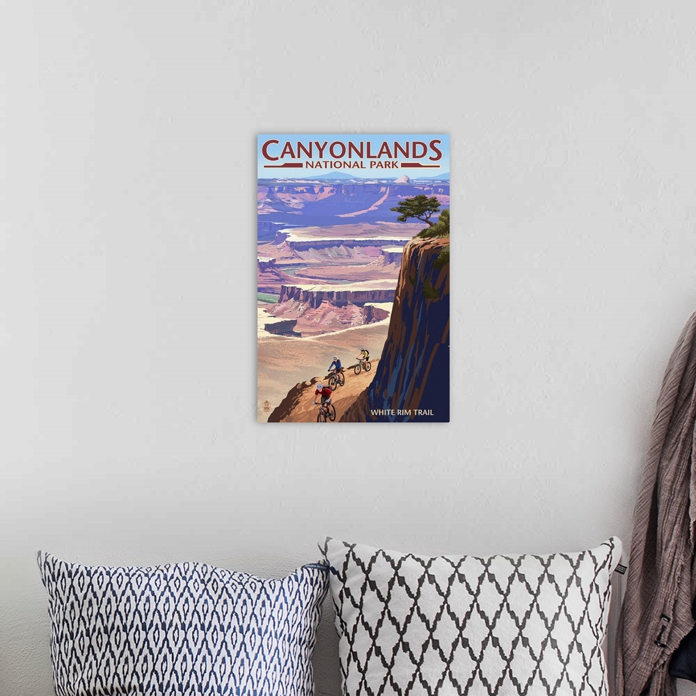 A bohemian room featuring Canyonlands National Park, Utah - Conflunce and Bikers: Retro Travel Poster