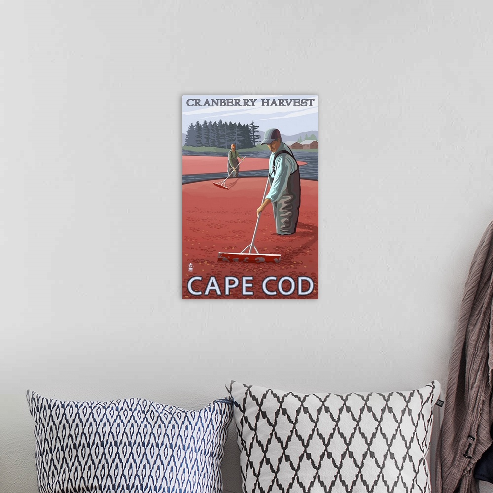 A bohemian room featuring Cape Cod, MA - Cranberry Bogs: Retro Travel Poster