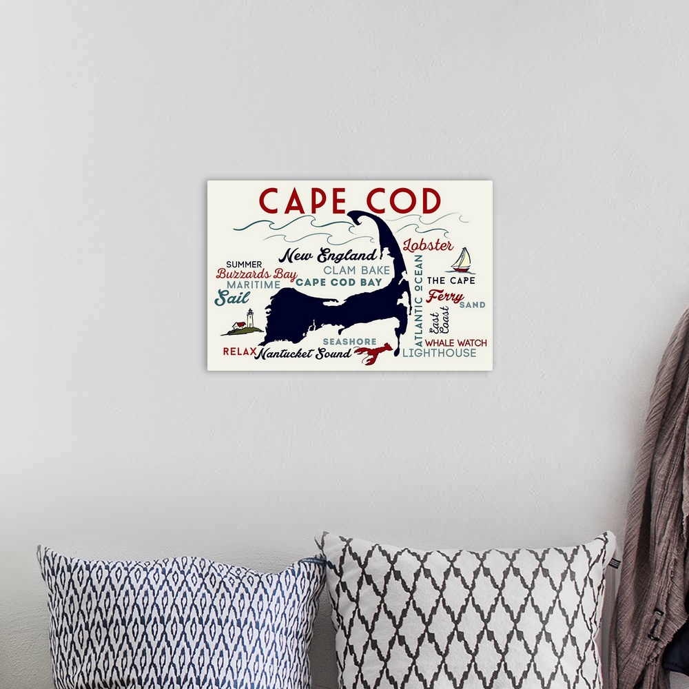 A bohemian room featuring Cape Cod, Massachusetts, Typography and Icons