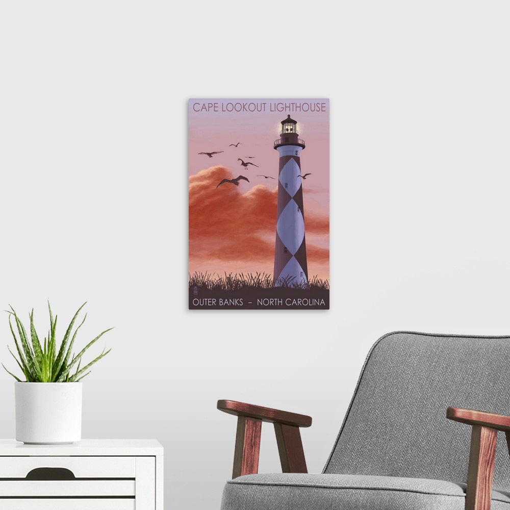 A modern room featuring Cape Lookout Lighthouse and Sunrise, Outer Banks, North Carolina