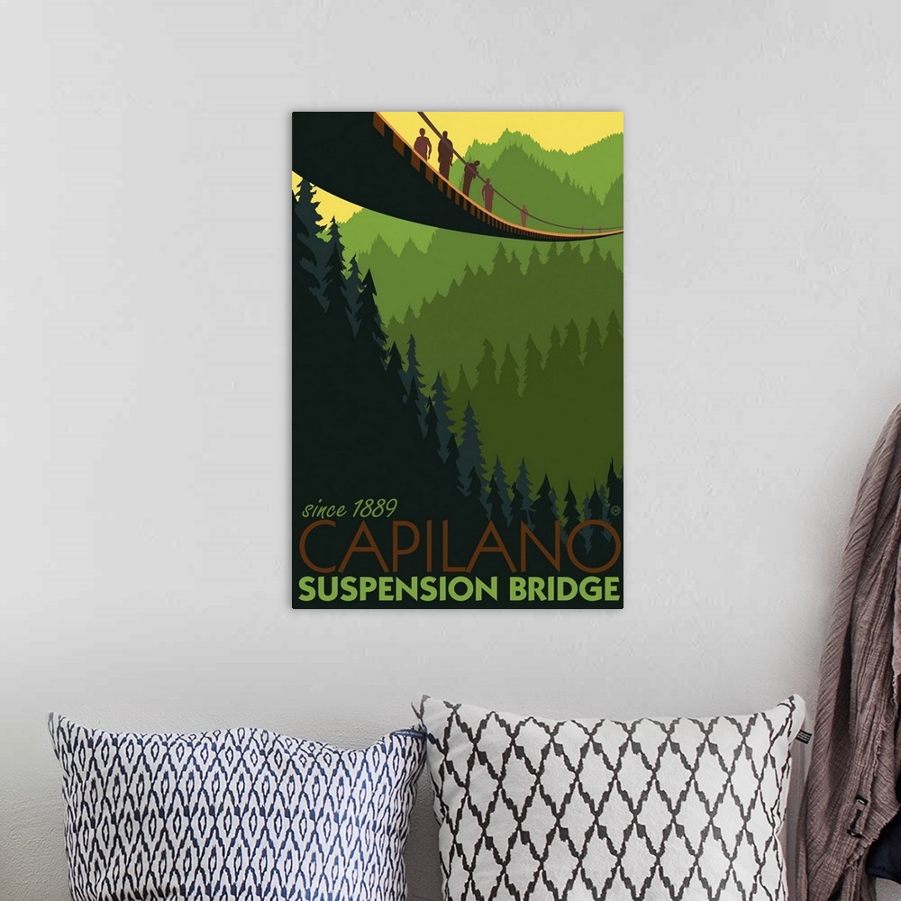 A bohemian room featuring Capilano Suspension Bridge - Vancouver, BC: Retro Travel Poster