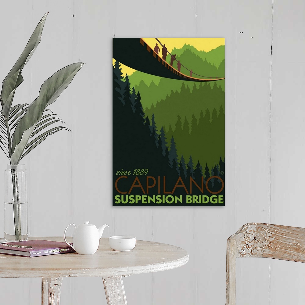 A farmhouse room featuring Capilano Suspension Bridge - Vancouver, BC: Retro Travel Poster