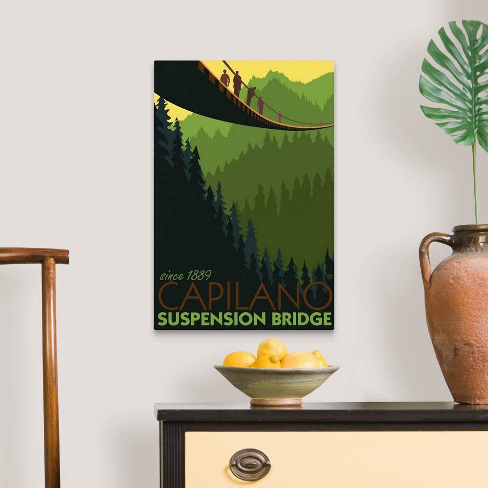 A traditional room featuring Capilano Suspension Bridge - Vancouver, BC: Retro Travel Poster