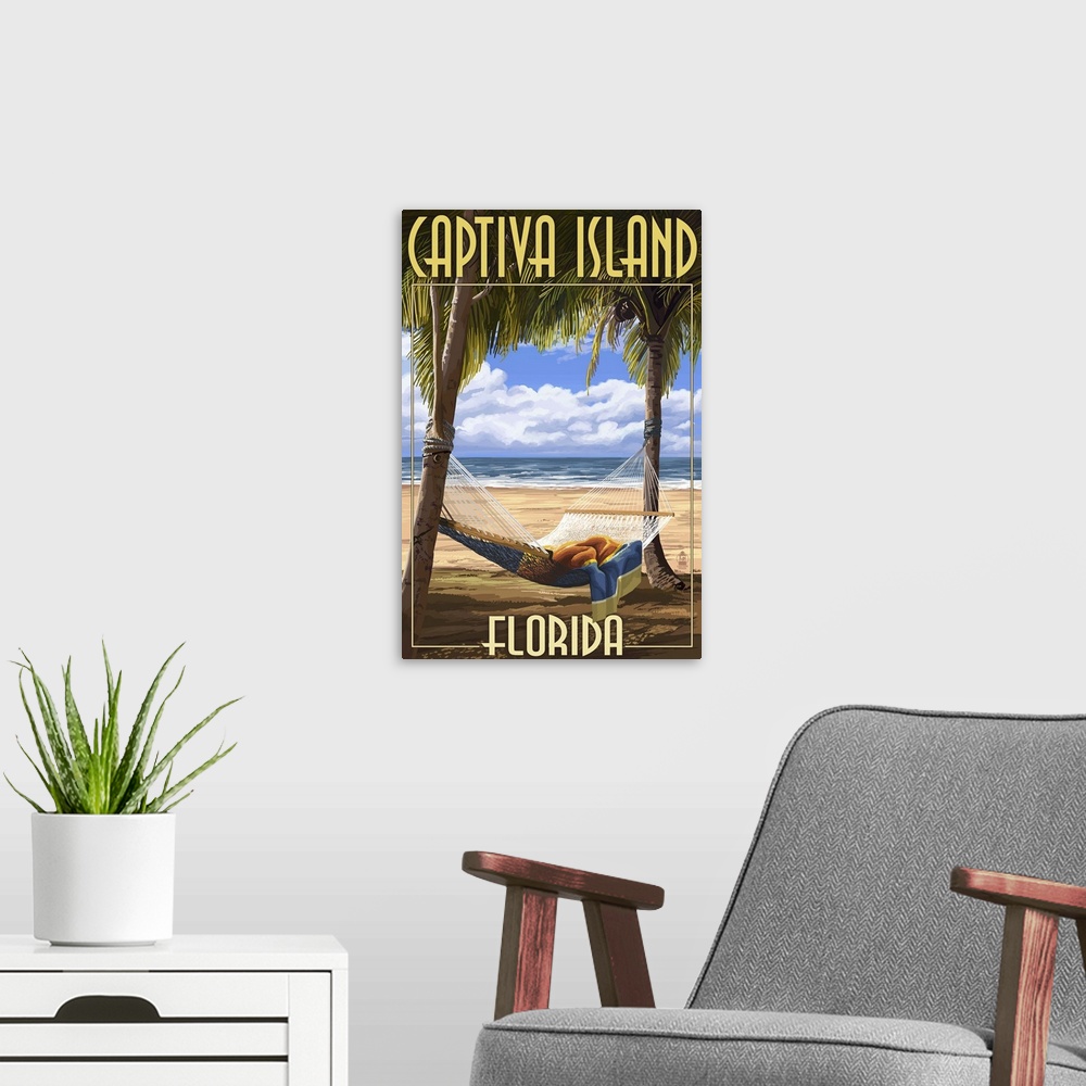 A modern room featuring Captiva Island, Florida, Hammock Scene
