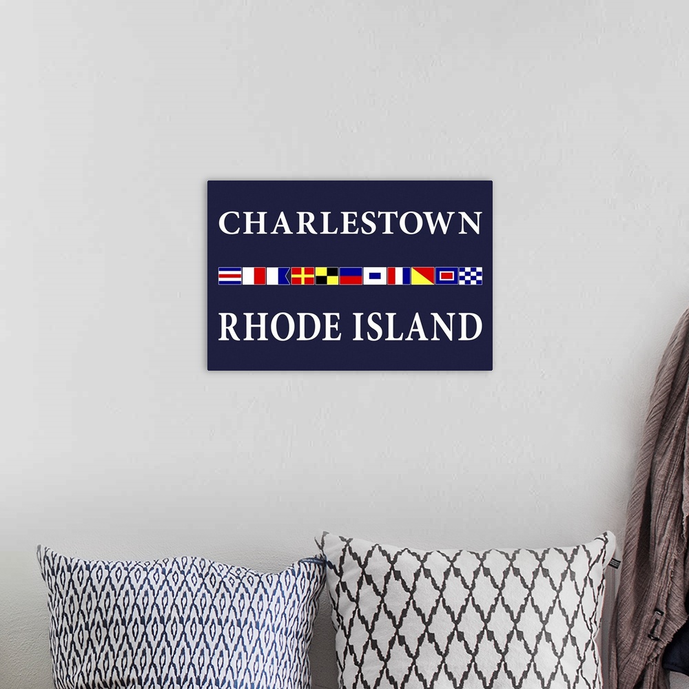 A bohemian room featuring Charlestown, Rhode Island - Nautical Flags Poster