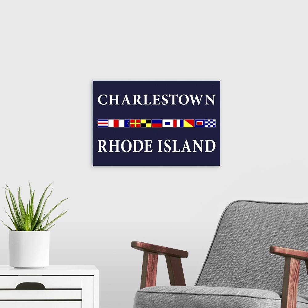 A modern room featuring Charlestown, Rhode Island - Nautical Flags Poster