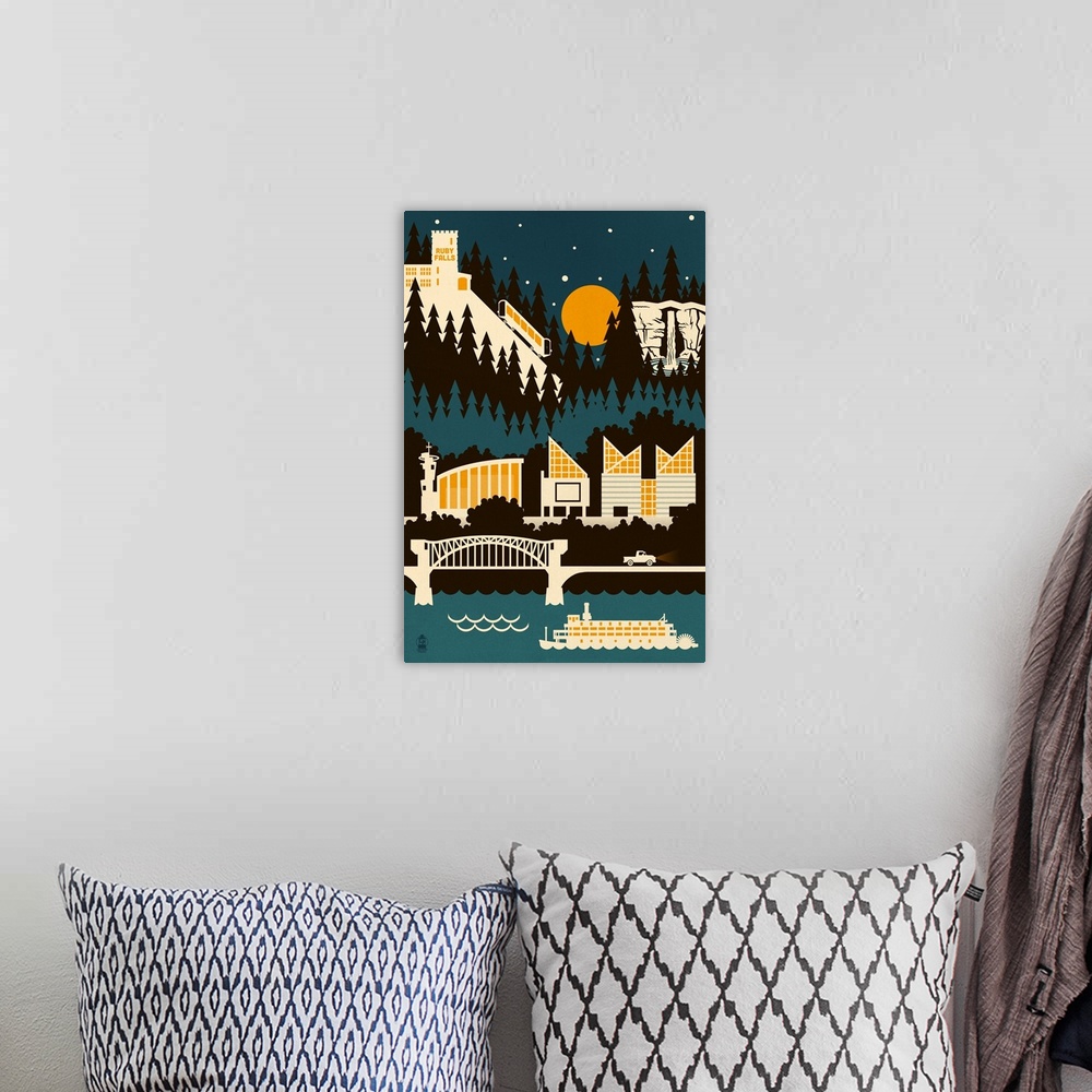 A bohemian room featuring Chattanooga, Tennessee, Retro Skyline