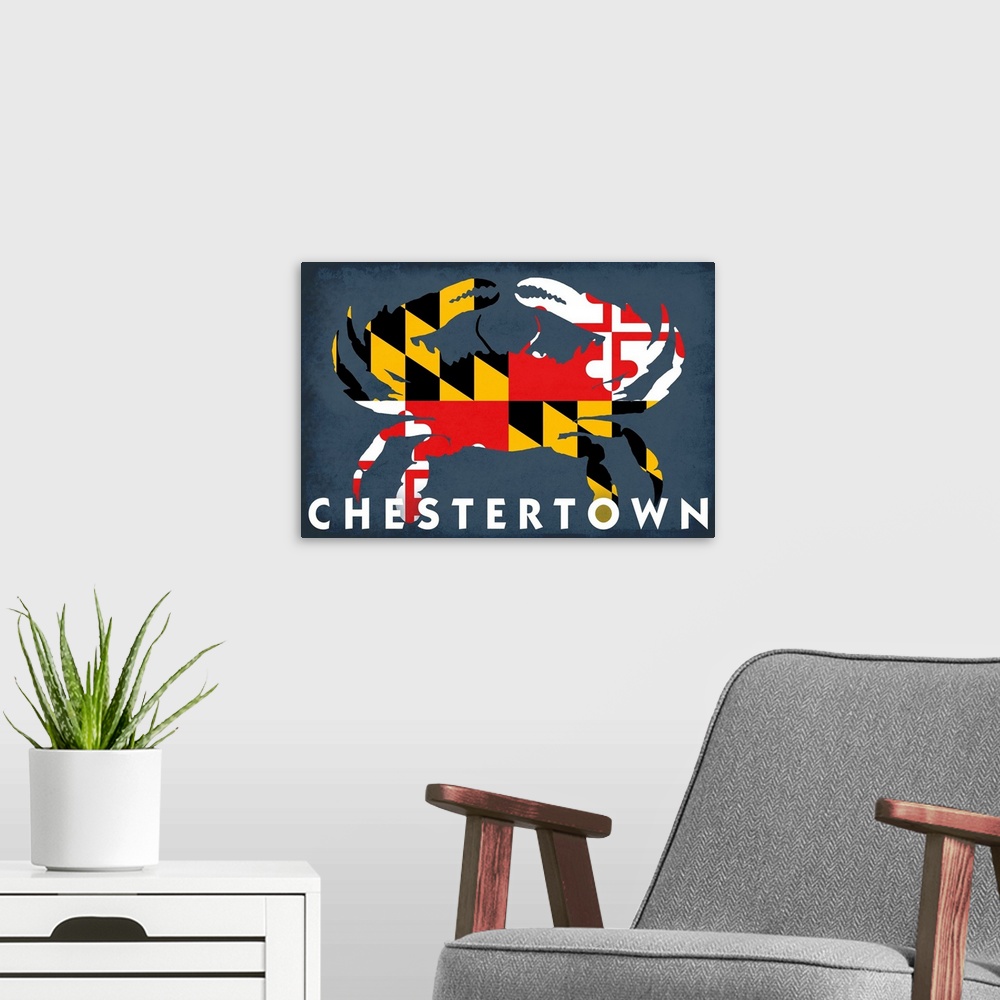 A modern room featuring Chestertown, Maryland, Crab Flag